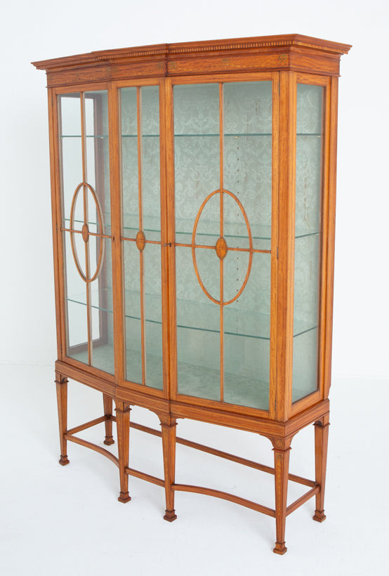 Good Quality Sheraton Revival Satinwood Display Cabinet