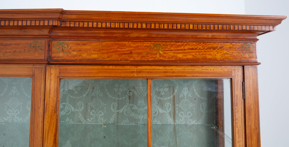Good Quality Sheraton Revival Satinwood Display Cabinet