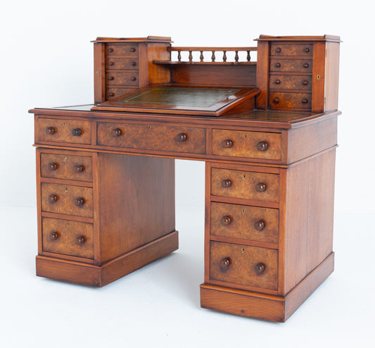 Victorian Burr Walnut "Dickens" Desk