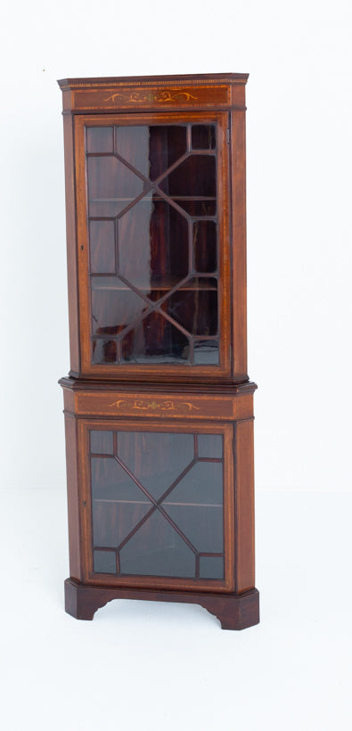 Mahogany Sheraton Revival Corner Cabinet