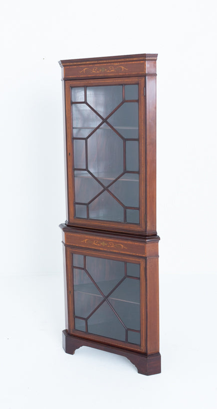 Mahogany Sheraton Revival Corner Cabinet