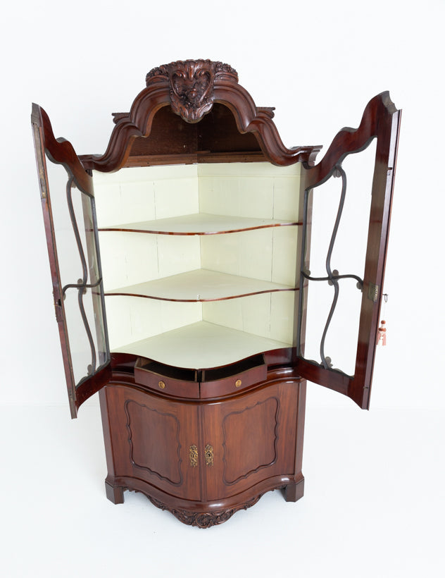 Amazing French Mahogany Corner Cabinet