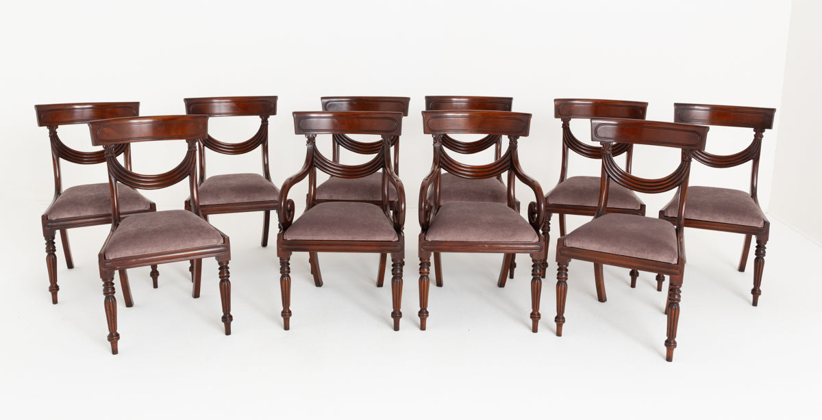 Set 0f 10 (8 + 2) Mahogany Regency Revival Dining Chairs