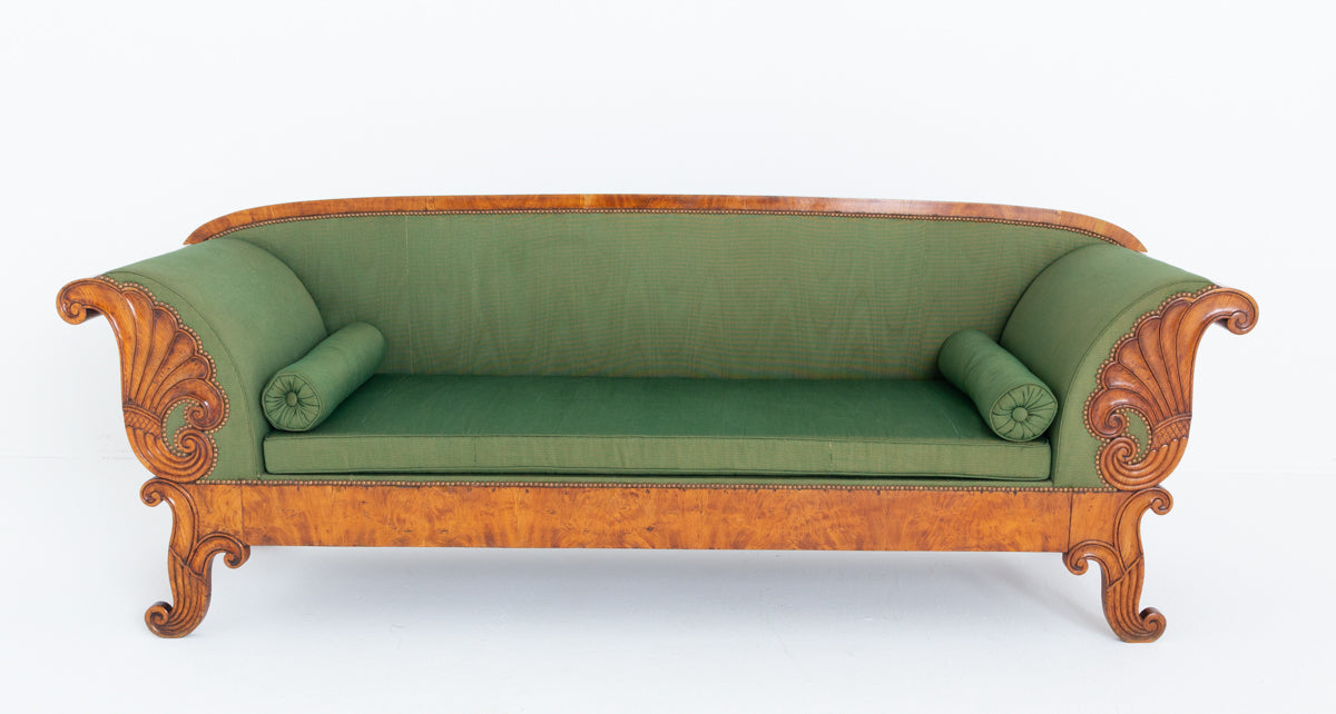Amazing Large Scandinavian Biedermeier Style Birch Sofa
