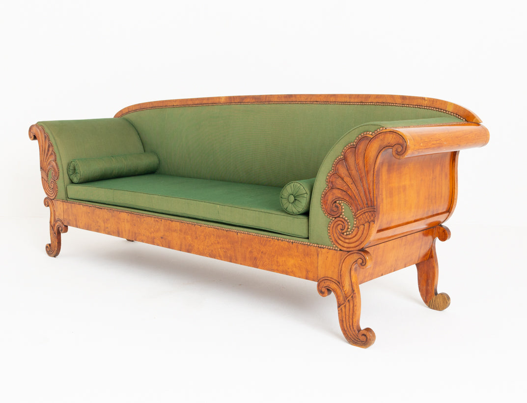 Amazing Large Scandinavian Biedermeier Style Birch Sofa