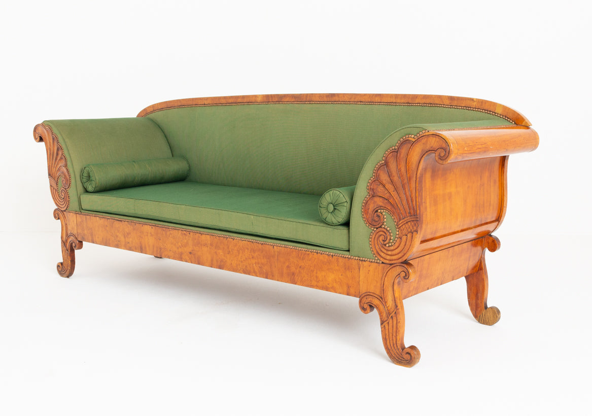 Amazing Large Scandinavian Biedermeier Style Birch Sofa