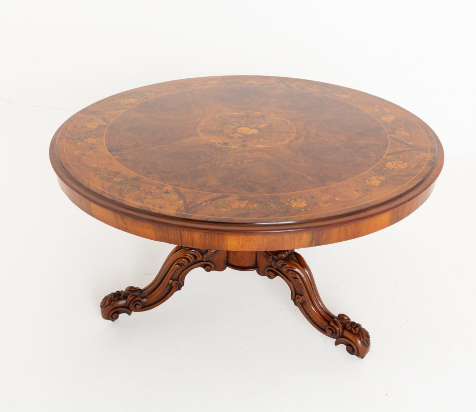 Stunning Quality Burr Walnut Victorian Marquetry Centre Table