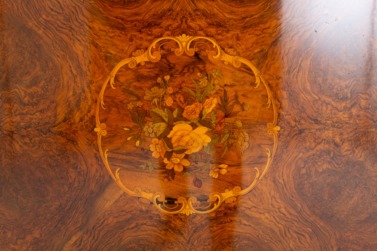 Stunning Quality Burr Walnut Victorian Marquetry Centre Table