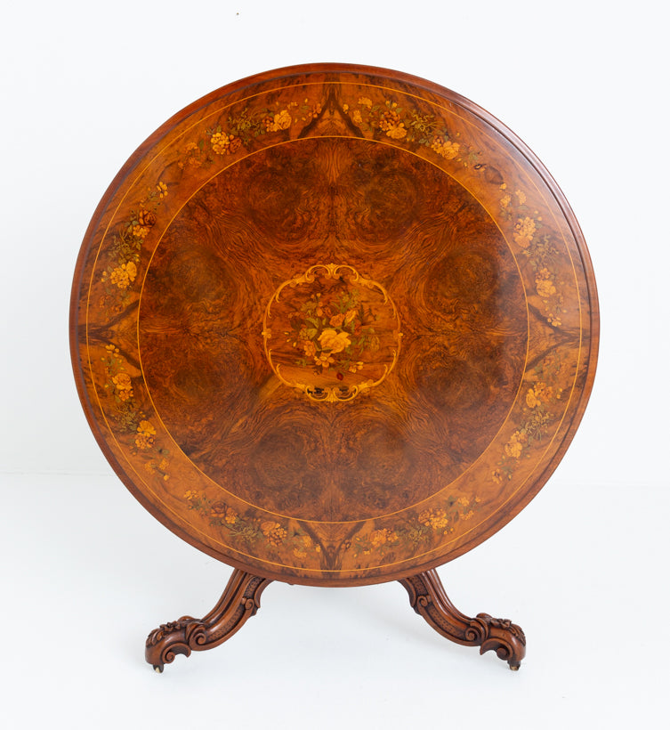 Stunning Quality Burr Walnut Victorian Marquetry Centre Table