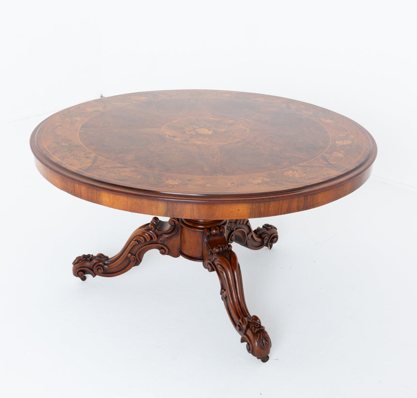 Stunning Quality Burr Walnut Victorian Marquetry Centre Table