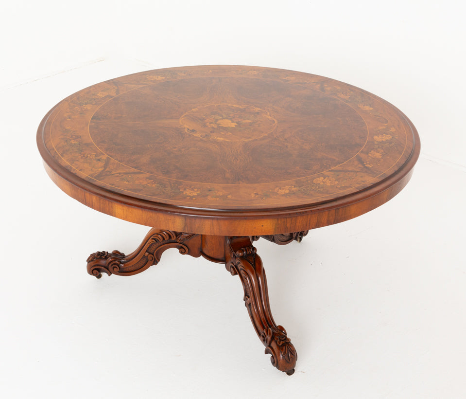 Stunning Quality Burr Walnut Victorian Marquetry Centre Table