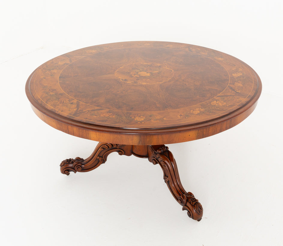 Stunning Quality Burr Walnut Victorian Marquetry Centre Table