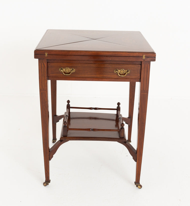 Rosewood Inlaid Envelope Card Table