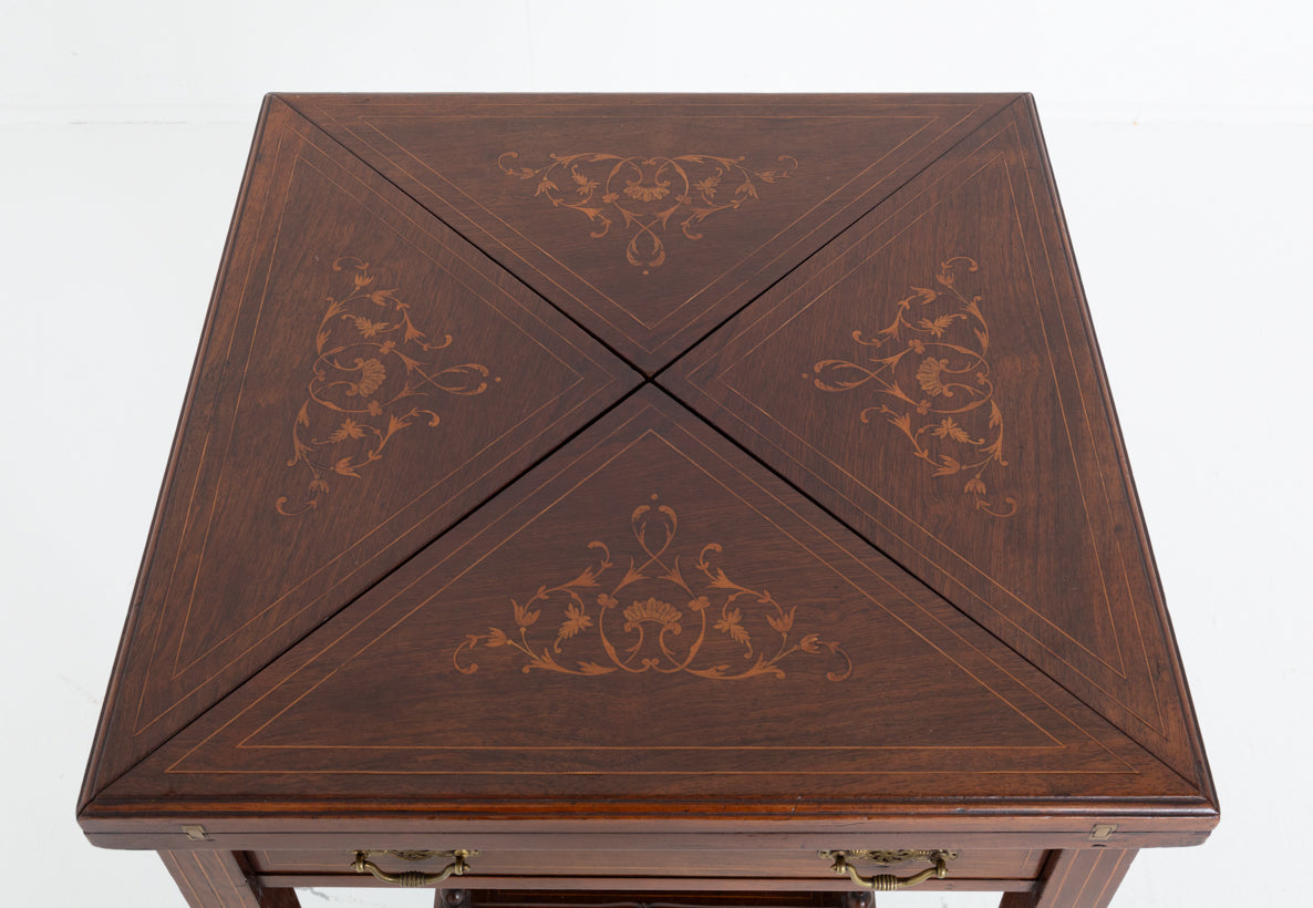Rosewood Inlaid Envelope Card Table