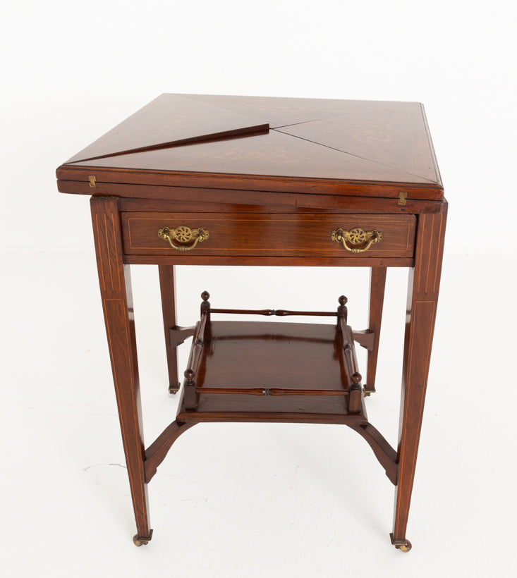 Rosewood Inlaid Envelope Card Table