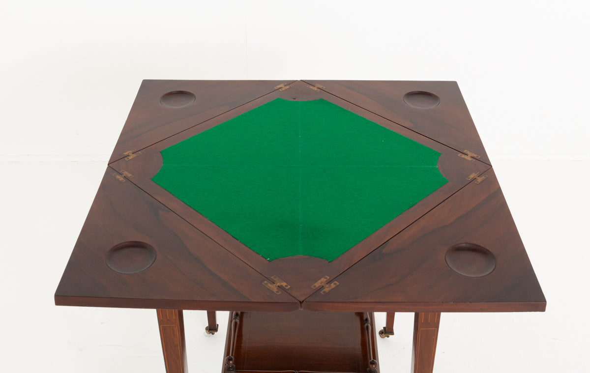 Rosewood Inlaid Envelope Card Table