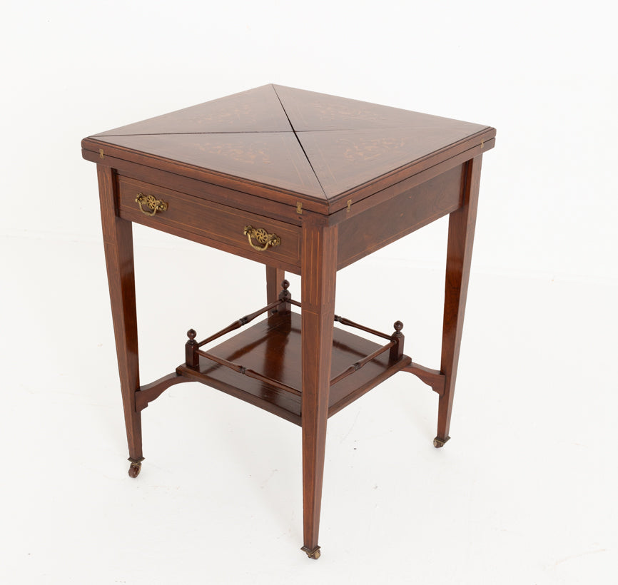 Rosewood Inlaid Envelope Card Table
