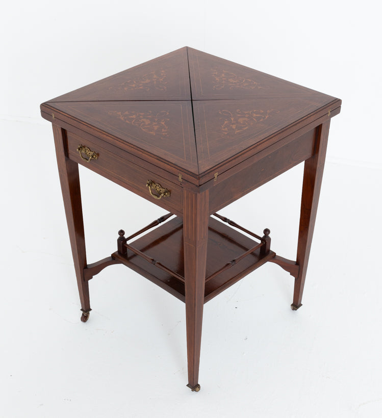 Rosewood Inlaid Envelope Card Table