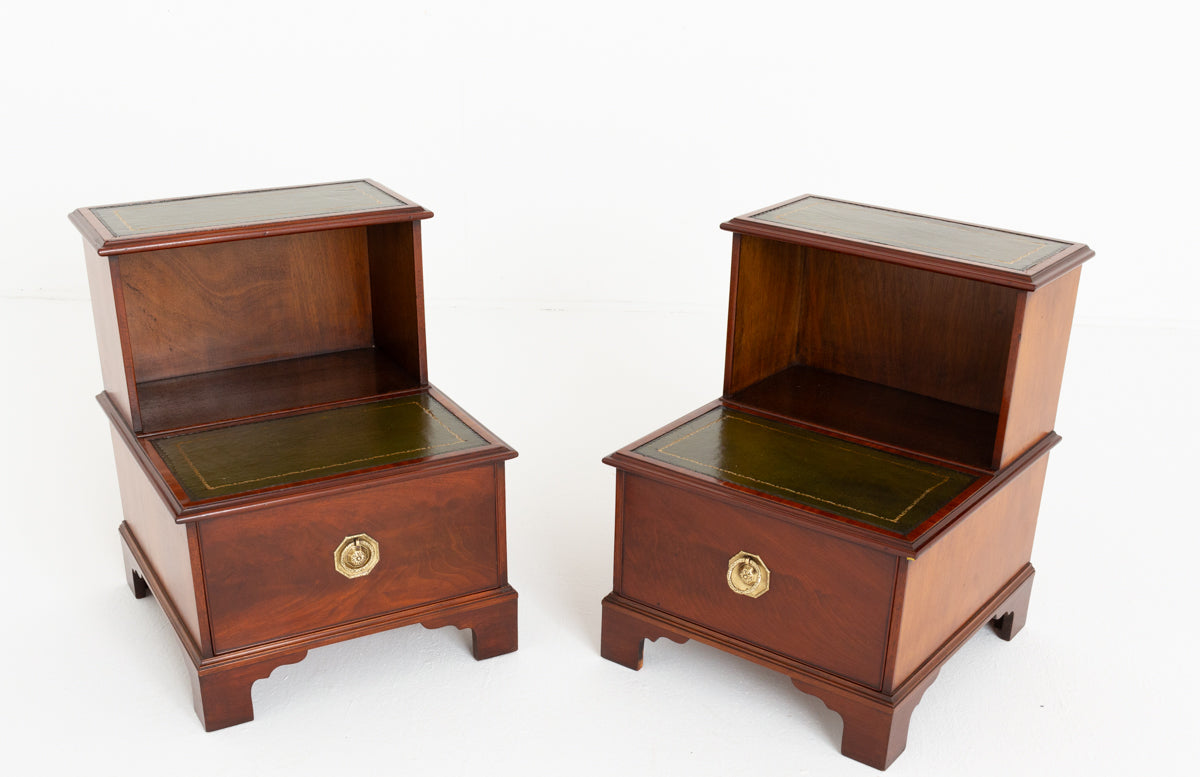 Unusual Pair of Georgian Revival Mahogany End Tables