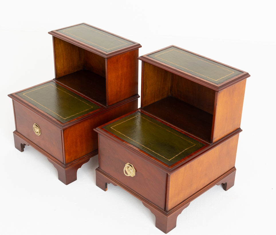 Unusual Pair of Georgian Revival Mahogany End Tables