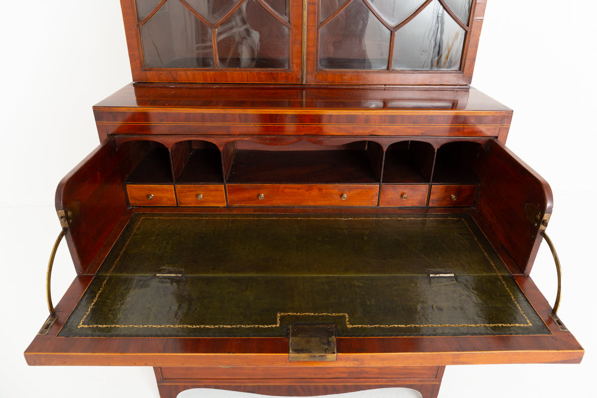 Regency Mahogany Inlaid Secretaire Bookcase