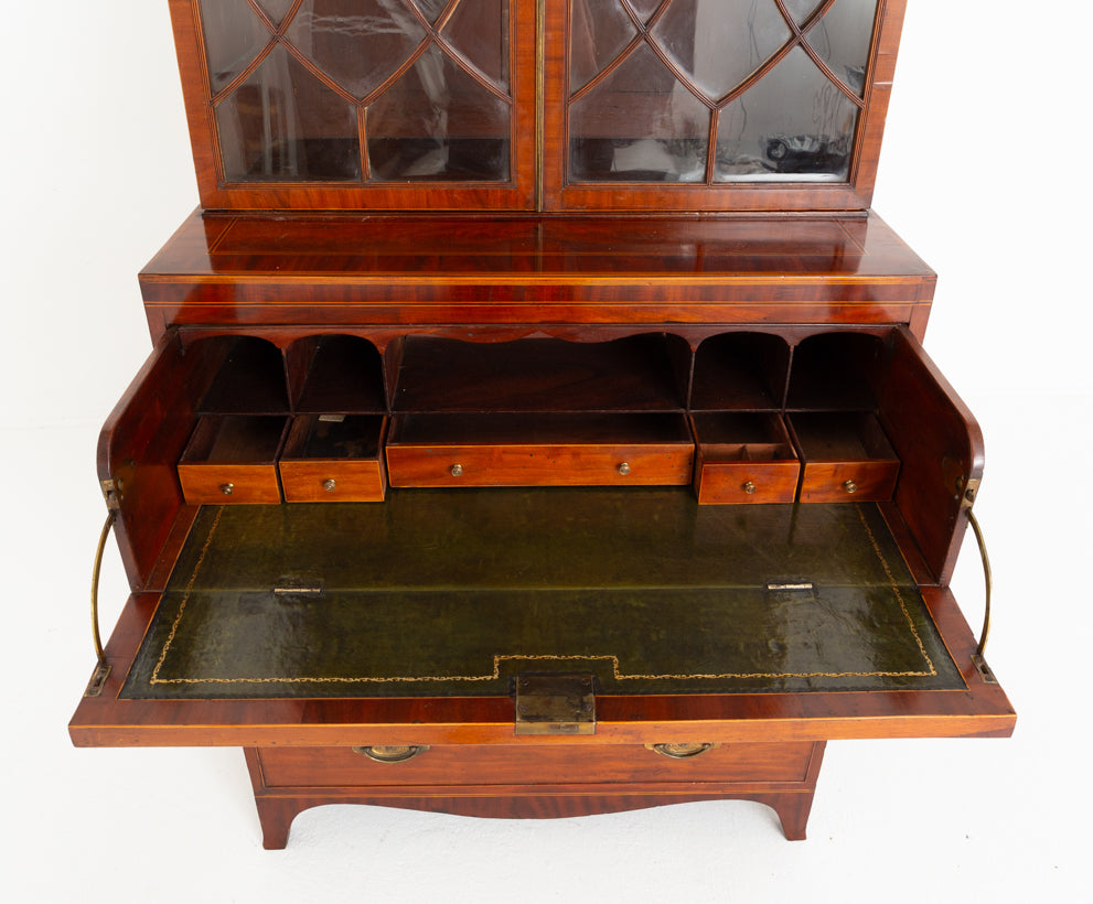 Regency Mahogany Inlaid Secretaire Bookcase