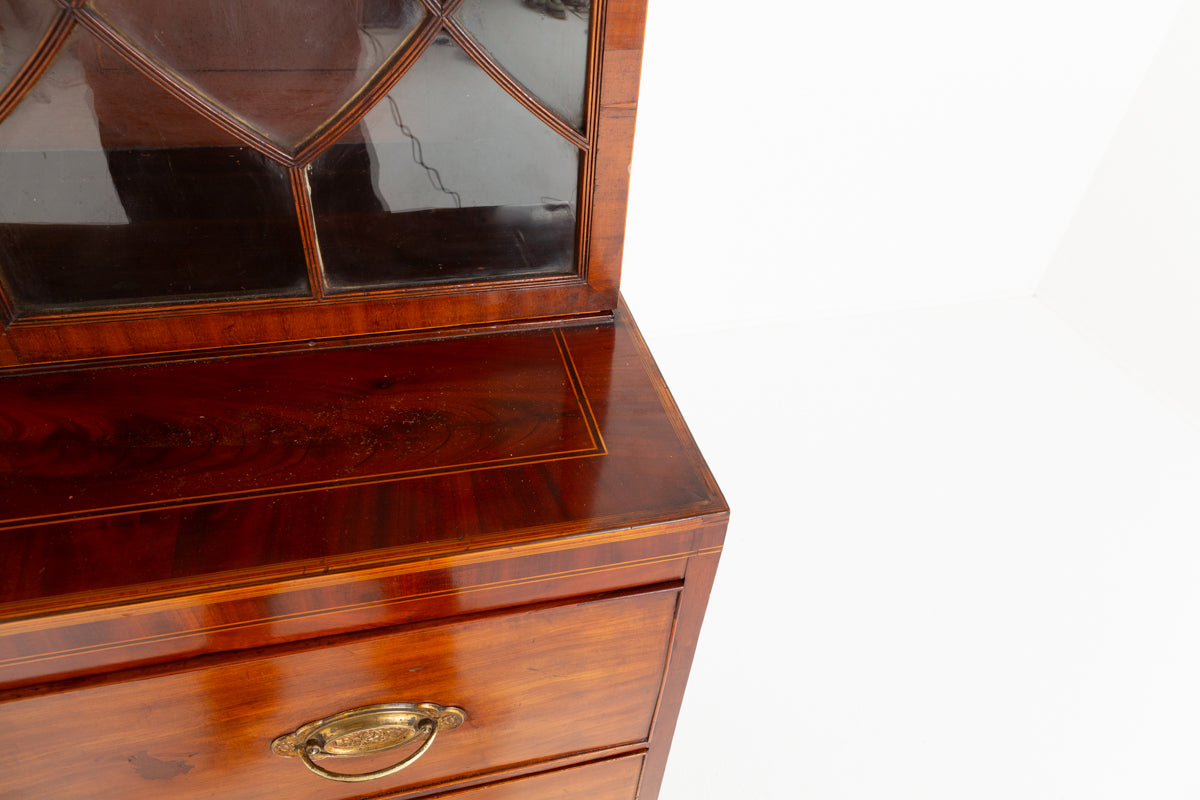 Regency Mahogany Inlaid Secretaire Bookcase