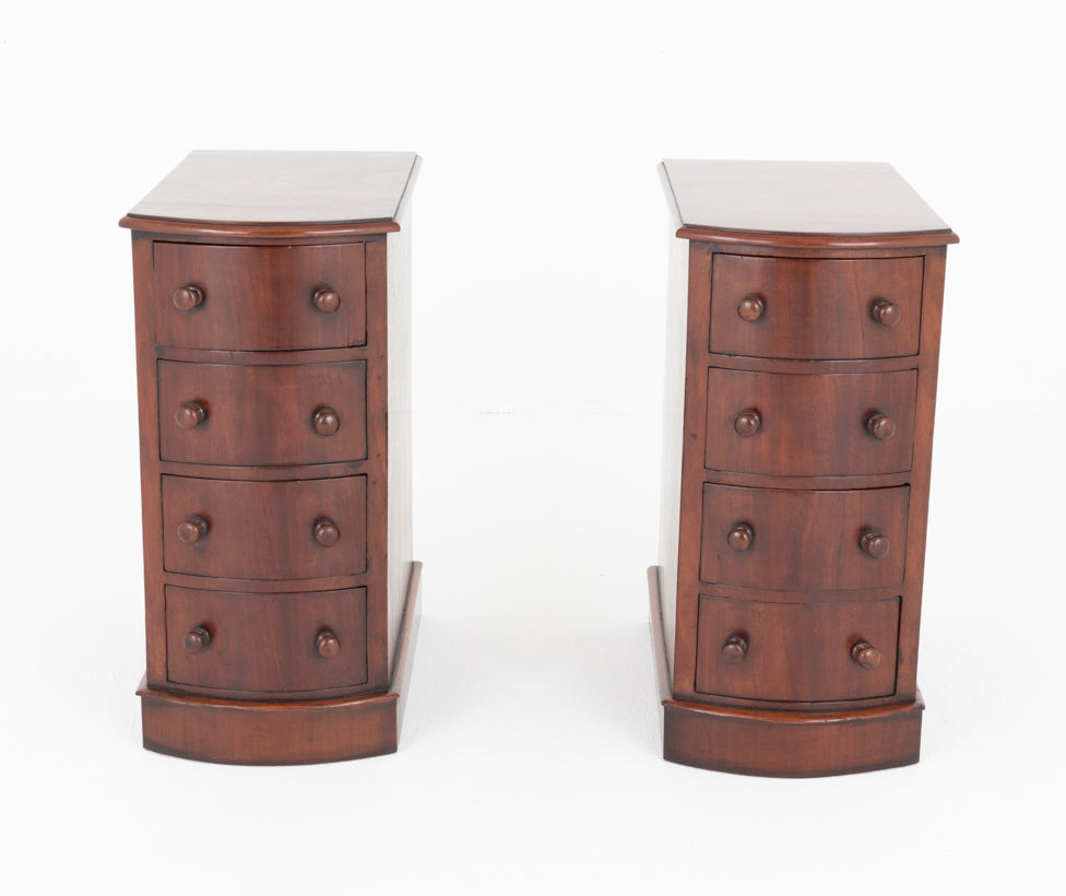 Pair of Victorian Mahogany Bow Fronted Bedside Cabinets