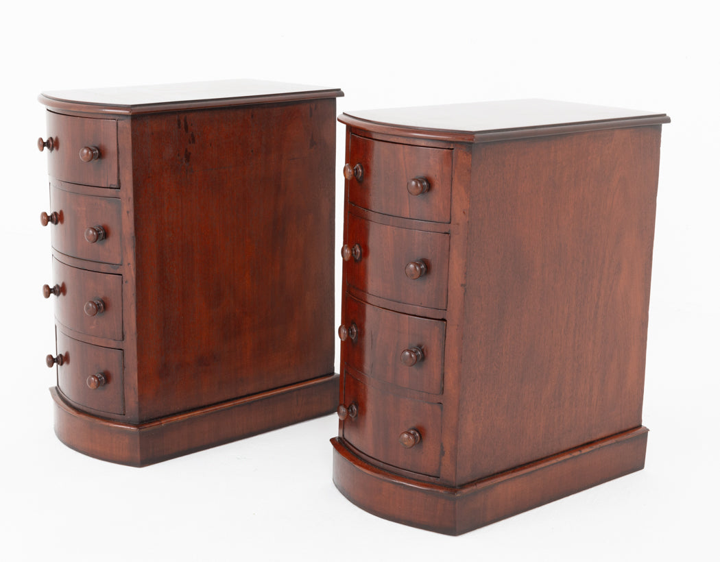 Pair of Victorian Mahogany Bow Fronted Bedside Cabinets