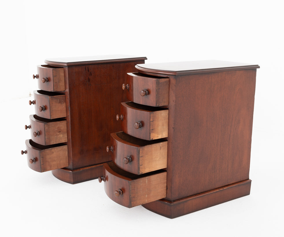 Pair of Victorian Mahogany Bow Fronted Bedside Cabinets