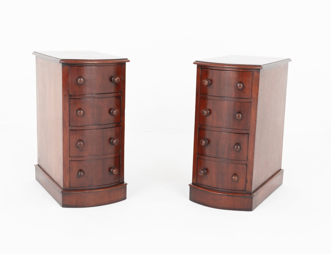 Pair of Victorian Mahogany Bow Fronted Bedside Cabinets