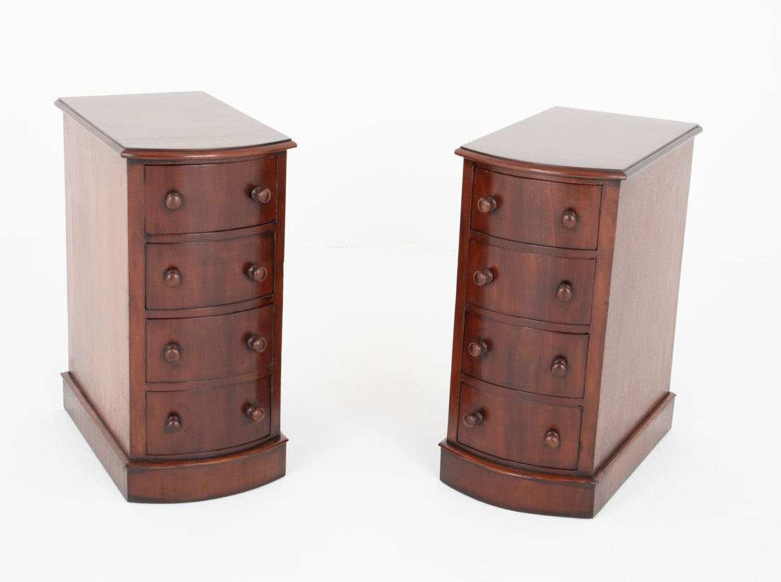 Pair of Victorian Mahogany Bow Fronted Bedside Cabinets