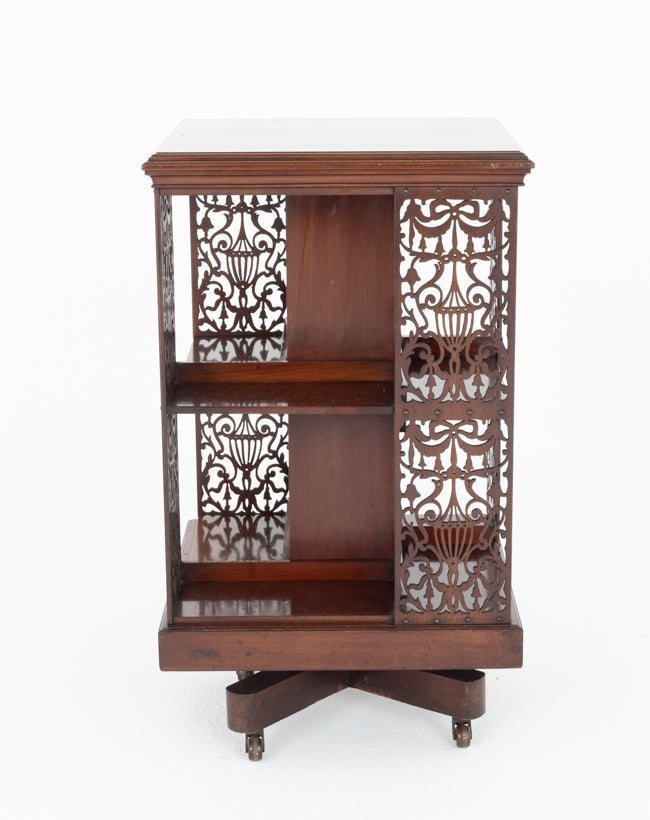 Pretty Sheraton Revival Mahogany Revolving Bookcase