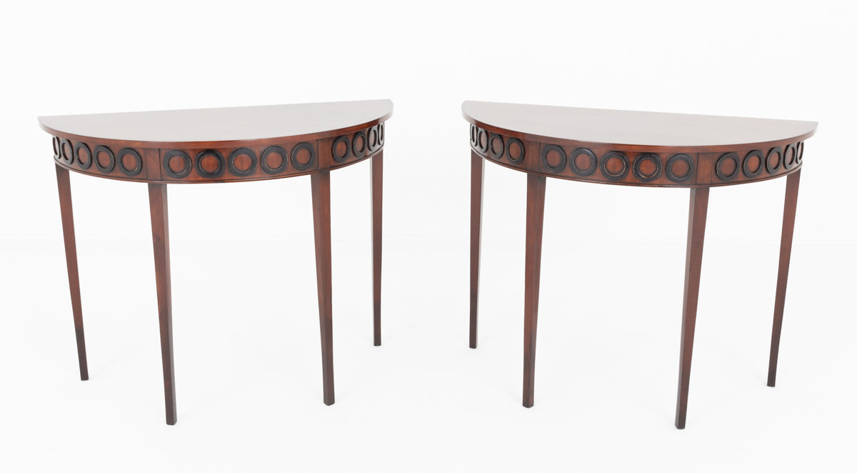 Pair of Georgian Mahogany Demi Lune Console Tables