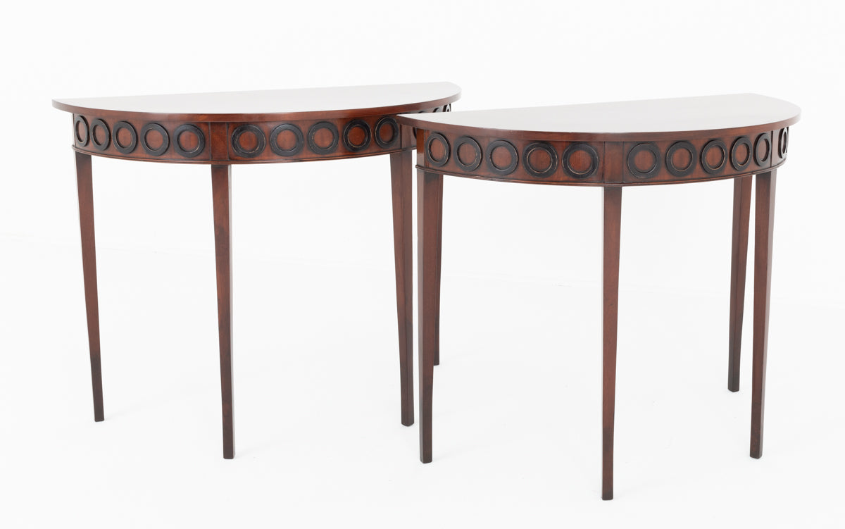Pair of Georgian Mahogany Demi Lune Console Tables