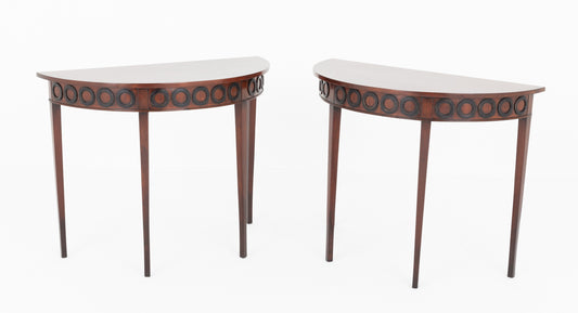 Pair of Georgian Mahogany Demi Lune Console Tables