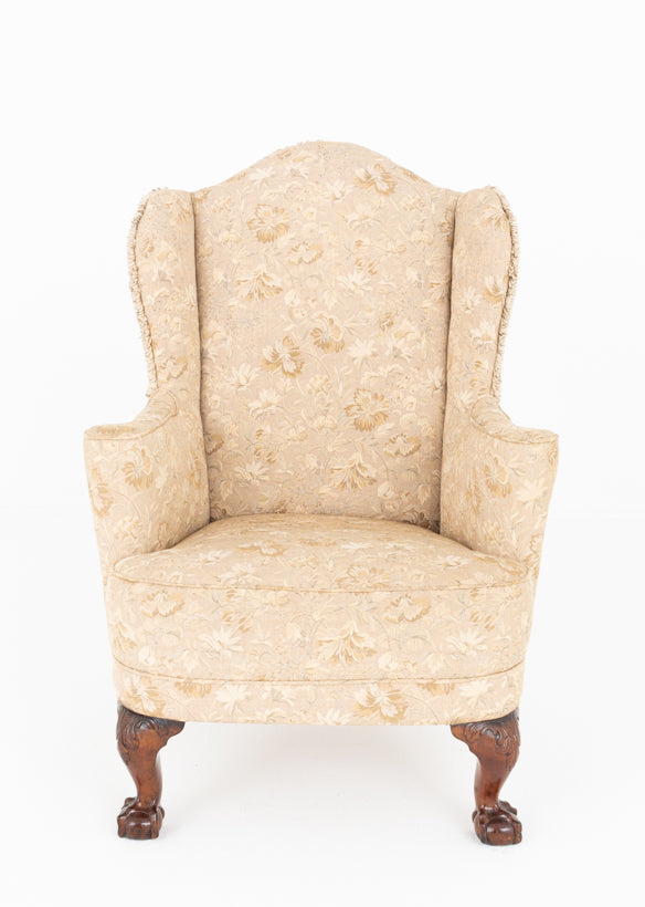 Chippendale Style Upholstered Wing Chair
