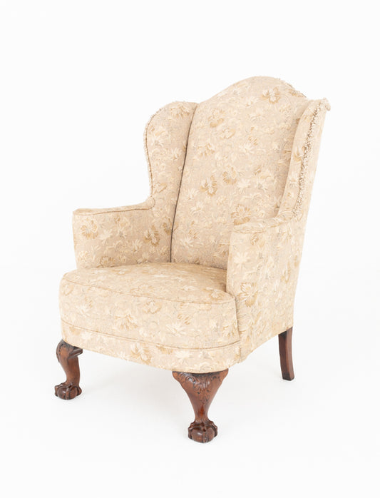 Chippendale Style Upholstered Wing Chair