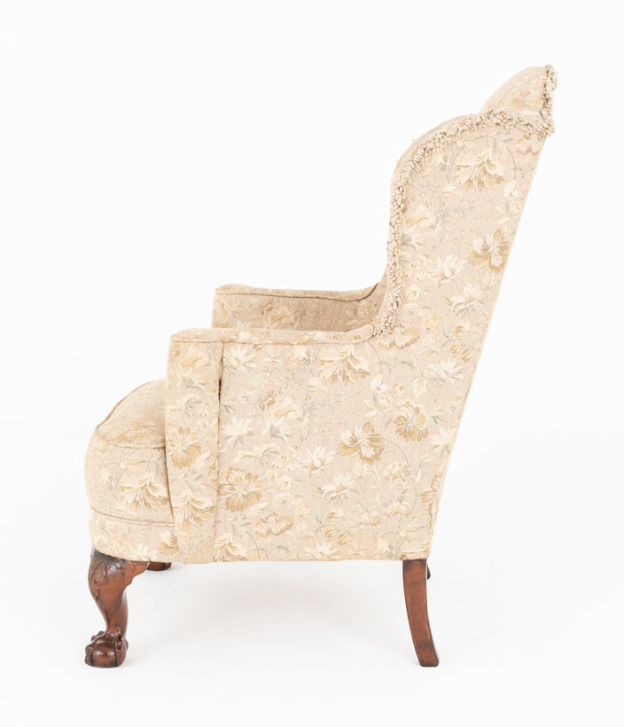 Chippendale Style Upholstered Wing Chair