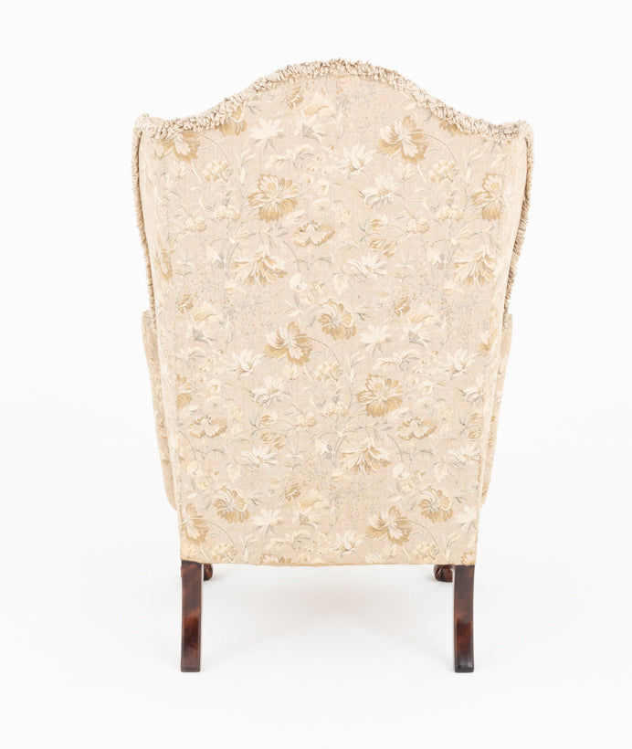 Chippendale Style Upholstered Wing Chair
