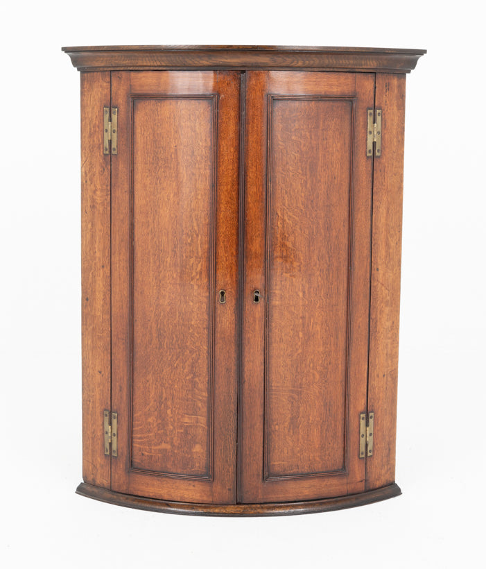 Georgian Oak Bow Corner Cupboard