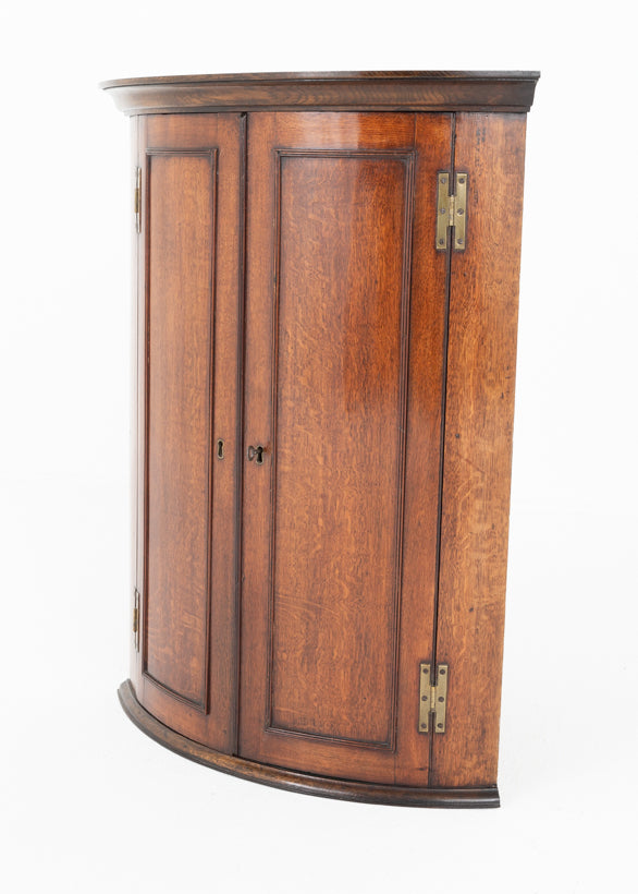 Georgian Oak Bow Corner Cupboard
