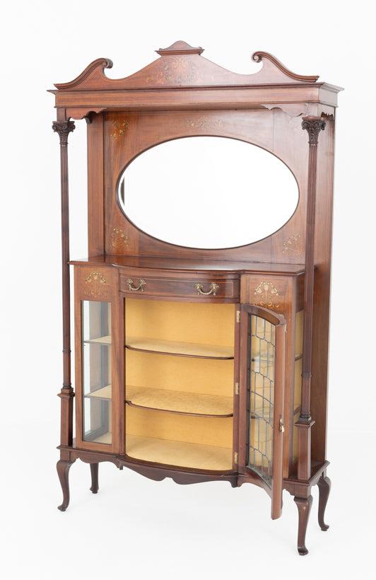Impressive Art Nouveau Mahogany Display Cabinet