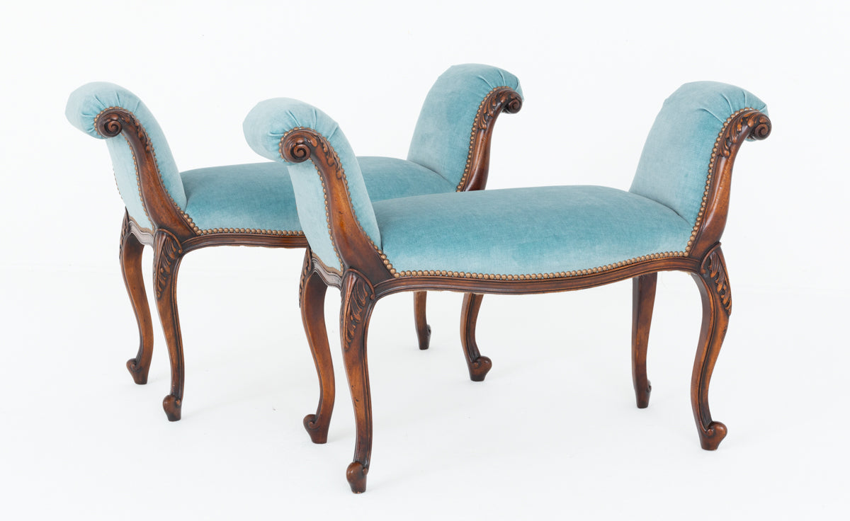 Superb Pair of Hepplewhite Style Mahogany Window Seats