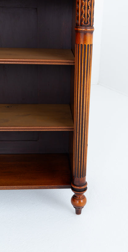 Wonderful Pair of Regency Style Burr Walnut Open Bookcases.