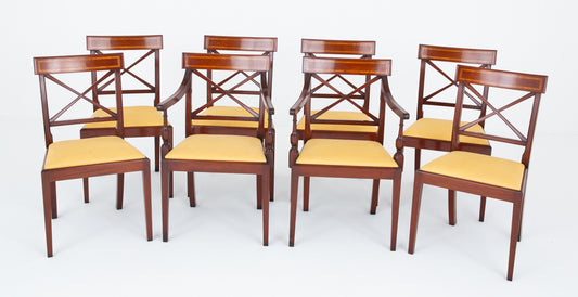 Set of 8 Sheraton Revival Mahogany Dining Chairs