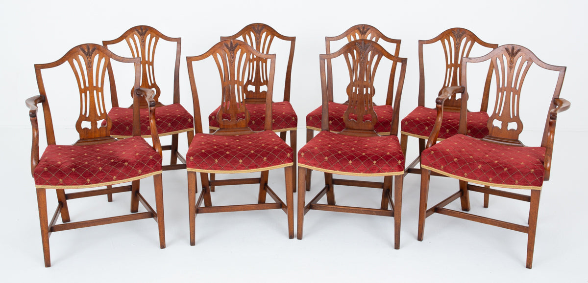 Set of 8 (6 + 2) Mahogany Chippendale Style Dining Chairs