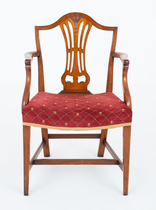 Set of 8 (6 + 2) Mahogany Chippendale Style Dining Chairs Quality Fabric