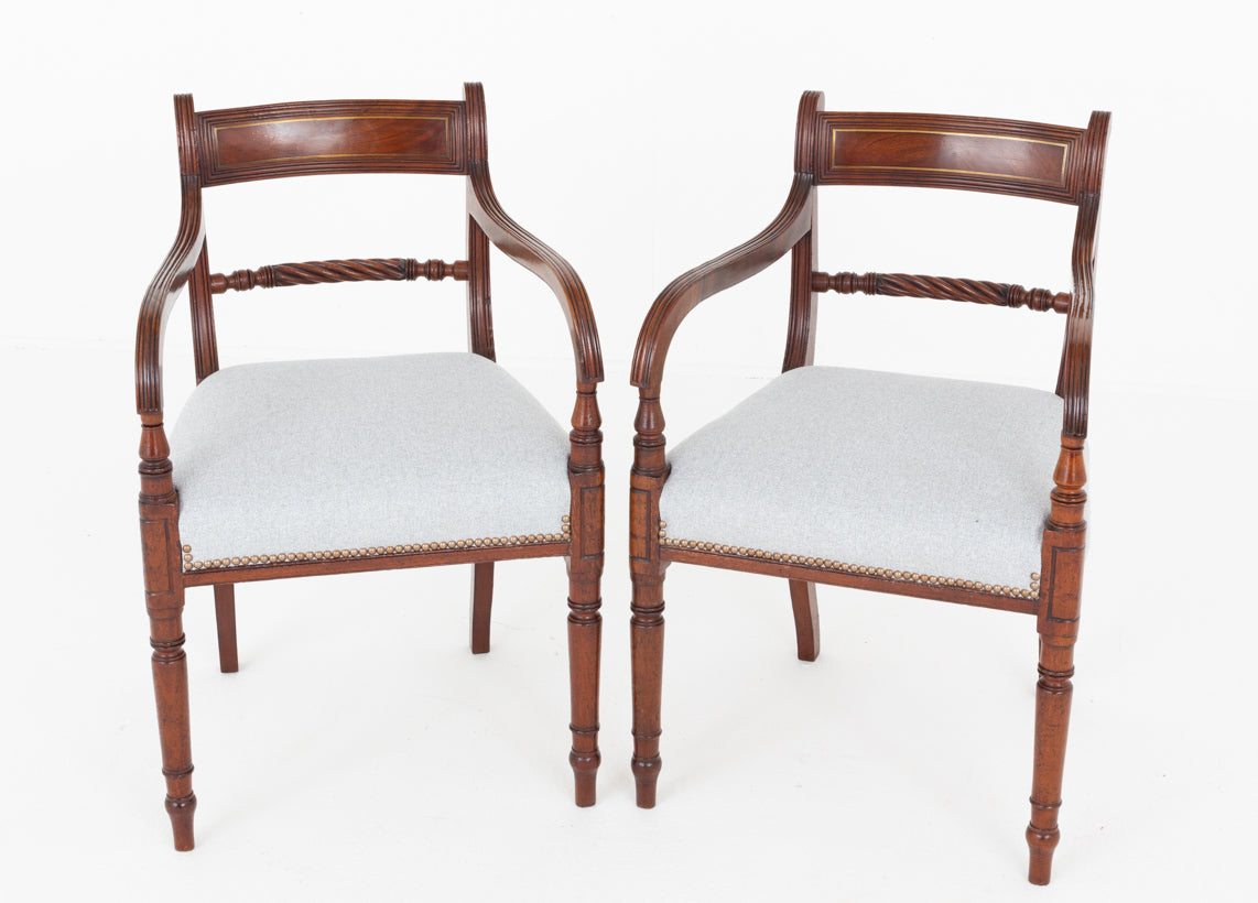 Pair of Regency Mahogany Elbow Chairs