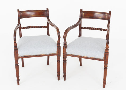 Pair of Regency Mahogany Elbow Chairs